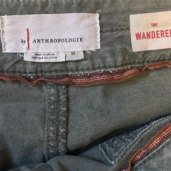 Anthropologie Womens The Wanderer Green Patch Bohemian Camo Pocket Pants 32” - Picture 5 of 6